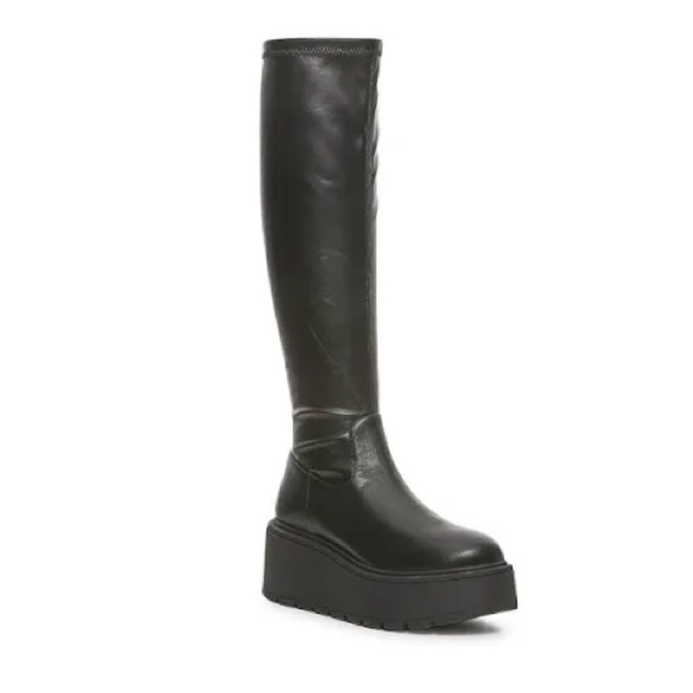 Steve Madden Black Platform Knee-High Leather Boots
